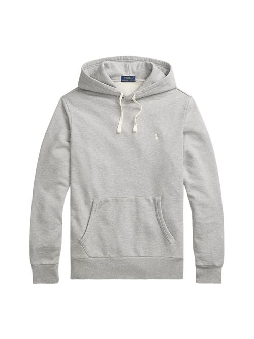 felpa uomo cappuccio cotone garzato grigio POLO RALPH LAUREN | 710916690029